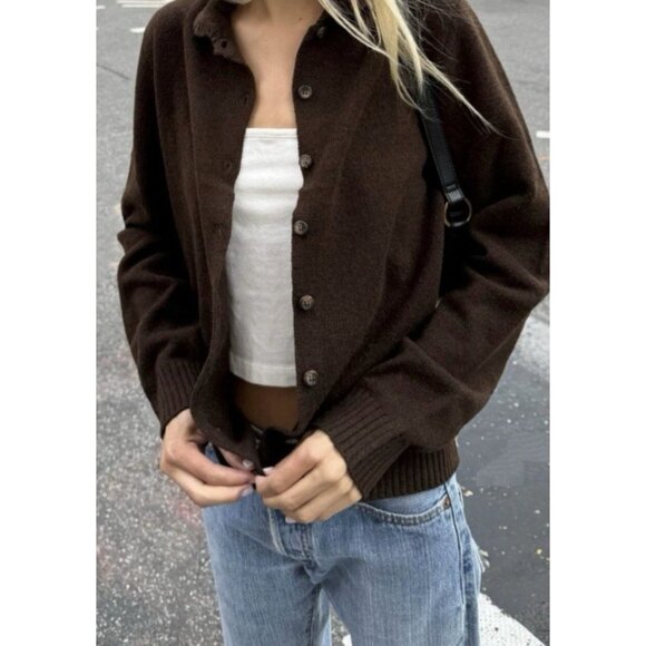 Brandy Melville Sweaters - Brandy Melville Amalie Wool Brown Cardigan Button Down Minimalist Preppy Italy